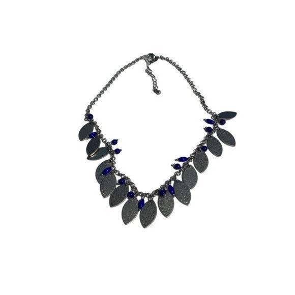 Lia Sophia Breeze Silver Leaf Blue Bead Necklace - Picture 1 of 6